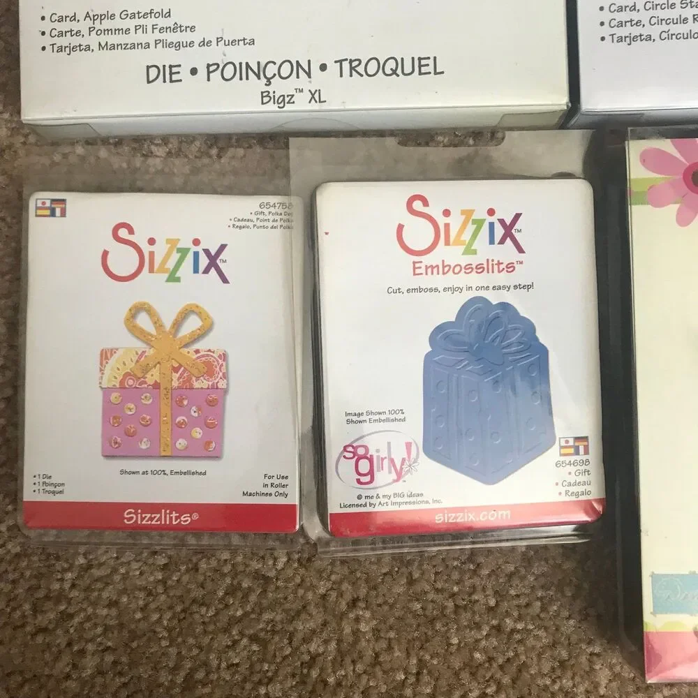 Lot 7 Sizzix Craft Kits supplies die embellish cards